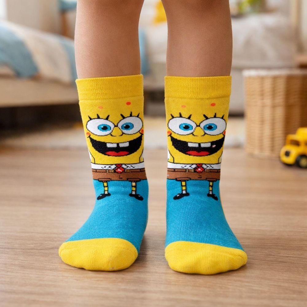 Oferta: Meia Infantil Divertida Cano Alto 3/4 | Personagens Coloridos | Algodão Confortável | Menino e Menina Geek/ Nerd/ Gamer - TekOfertas