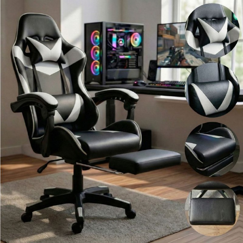 Oferta: Cadeira Gamer Profissional Escritório Ergonômica Reclinável Confortável Com Rodinha E Apoio Para Pés - TekOfertas