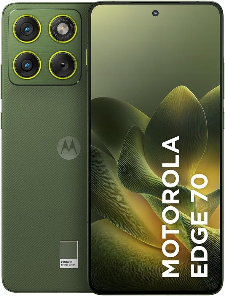 Oferta: Motorola Edge 70 5G - 256GB 24GB (8GB RAM + 16GB RAM Boost), Ultrafino, 3 cameras 50MP, Tela 1.5K extreme Amoled 120hz - Bronze Green - TekOfertas