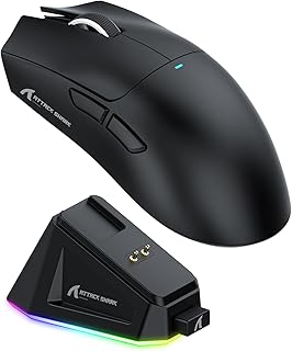 Oferta: Mouse de Jogo ATTACK SHARK X11 com Base de Carregamento Magnético, Sensor de Jogo PixArt PAW3311, Mouse Sem Fio/A Cabo BT/2.4G, 22000 DPI (Preto) - TekOfertas