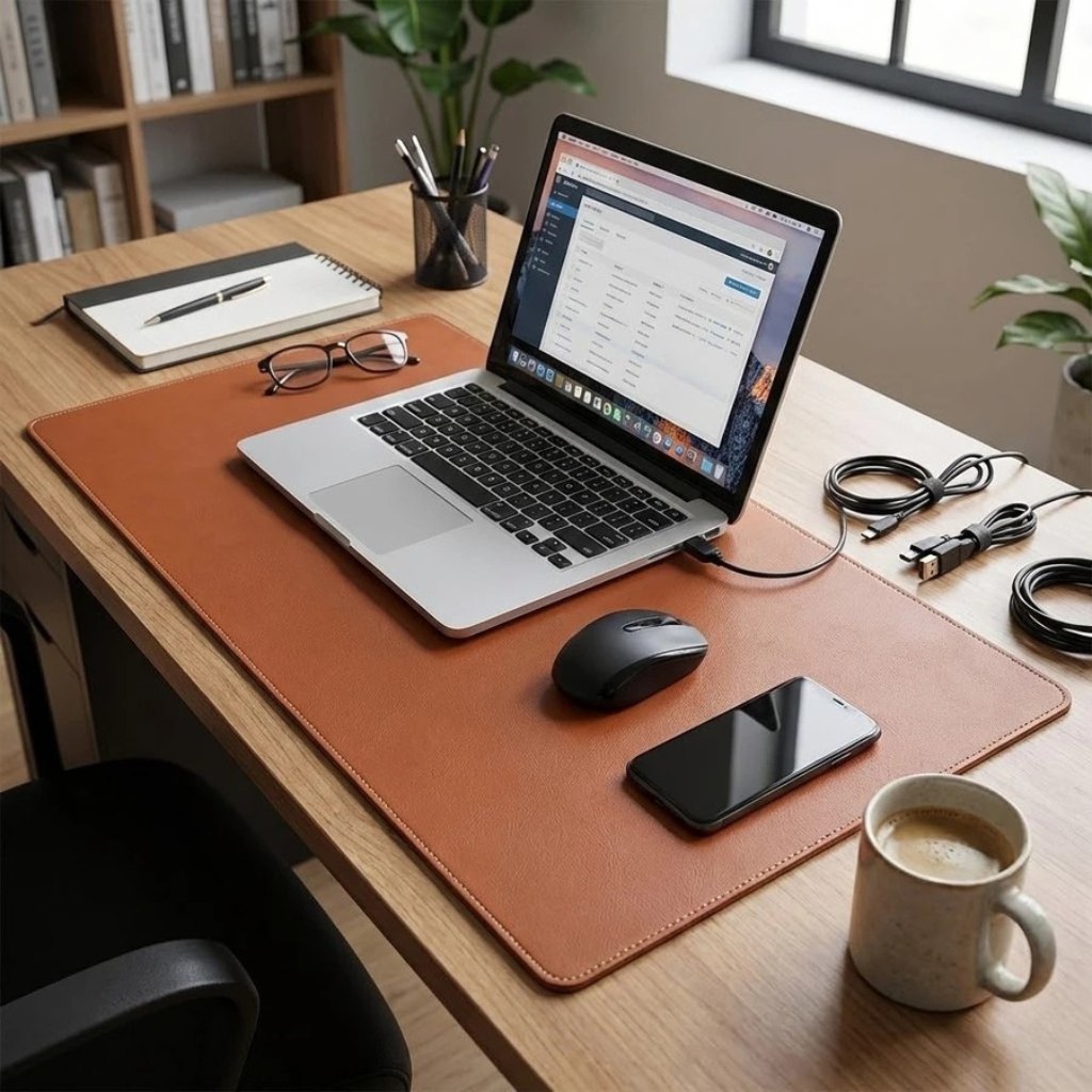 Oferta: Mouse Pad Desk Pad Couro Borda Costurada Gigante Antiderrapante Tapete Mesa Gamer Setup Trabalho Estudo Protetor Mesa - TekOfertas