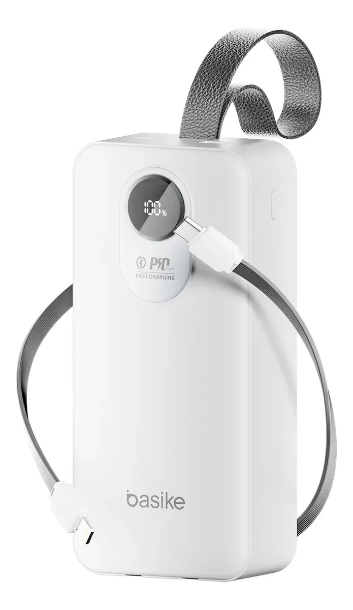 Oferta: Power Bank Basike Portátil 30000mAh com Carga Rápida 22.5W e Cabos Embutidos para iPhone e Samsung - TekOfertas