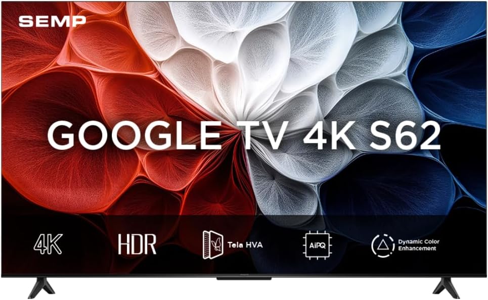 Oferta: SEMP, Smart TV 4K UHD, 43“, Google TV, Google Assistente, Comando por Voz, Googlecast Integrado, Design Sem Bordas, Dolby Audio, 43S62 - TekOfertas