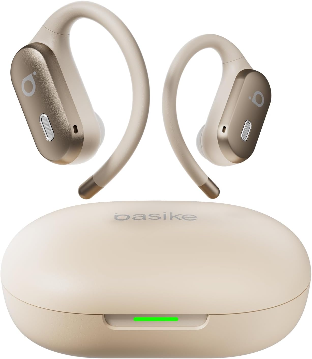 Oferta: Fone de Ouvido Basike Bluetooth 5.4 Open-Ear, Bege Claro | TWS, Som Estéreo Hi-Fi, ANC e Modo Transparência, Suporta Chamadas de Voz, Toque Inteligente, Compatível com Android e iOS - TekOfertas