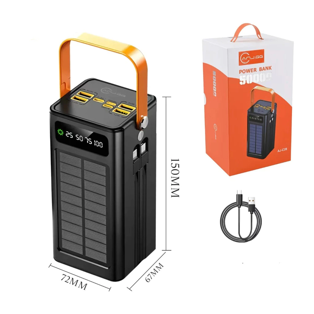 Oferta: Power Bank Solar 50000mAh Carregador Portátil Grande Capacidade USB com Cabo Universal - TekOfertas