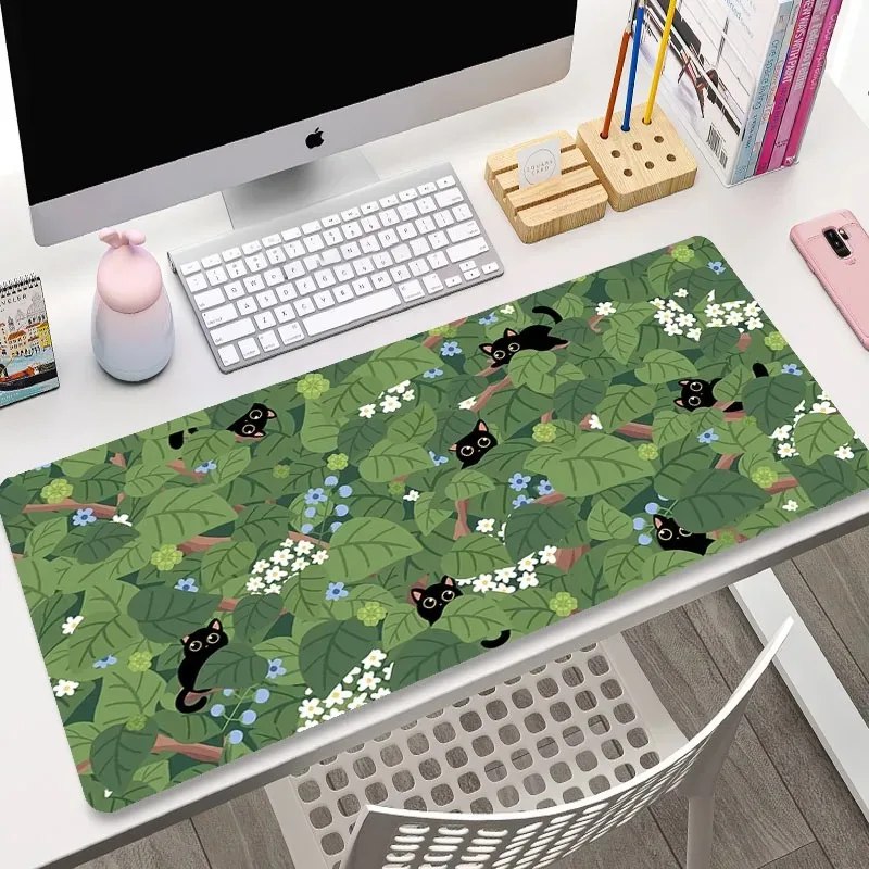 Oferta: Anime Green Black Cat Large Mouse Pad 400x900MM XXL Gamer Mouse Mat Office Table Mat Kawaii plants Desk pad gaming accessories - TekOfertas