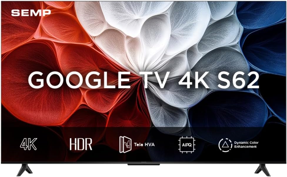 Oferta: Smart TV Semp 50 Polegadas LED HVA 4K S62 WiFi Bluetooth Google TV 3 HDMI HDR10+ Dolby Audio 50S62 - TekOfertas