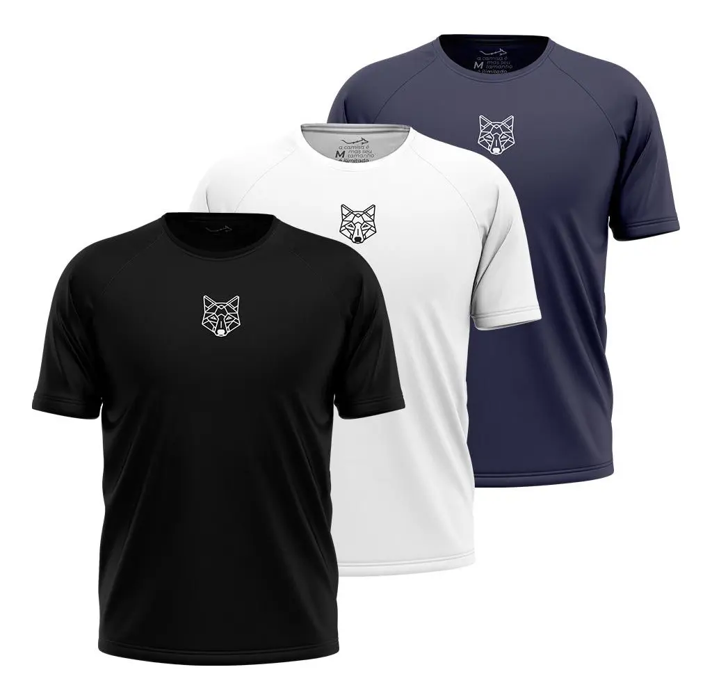 Oferta: Kit 3 Camisetas Masculina Dry Alpha Lobo Geométrico - TekOfertas
