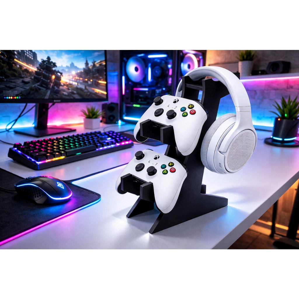 Oferta: Suporte Gamer Porta Controle Videogame Para Ps4 Xbox Ps5 Fone de Ouvido Headset - TekOfertas